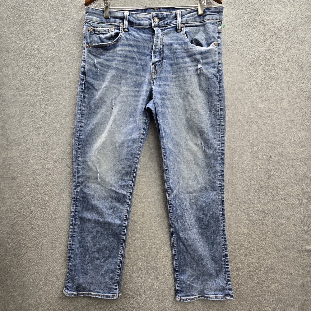 American Eagle Outfitters Men Jeans 32X30 Blue Denim Whisker 26" Inseam